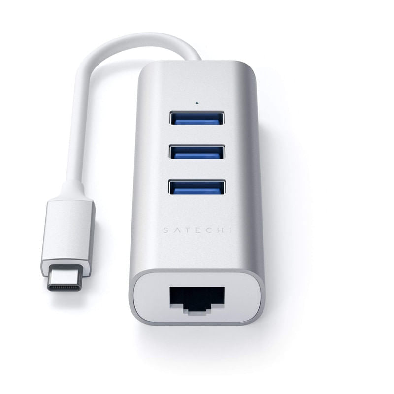 Satechi Type-C 2-in-1 3 Port USB 3.0 Hub & Ethernet - Silver