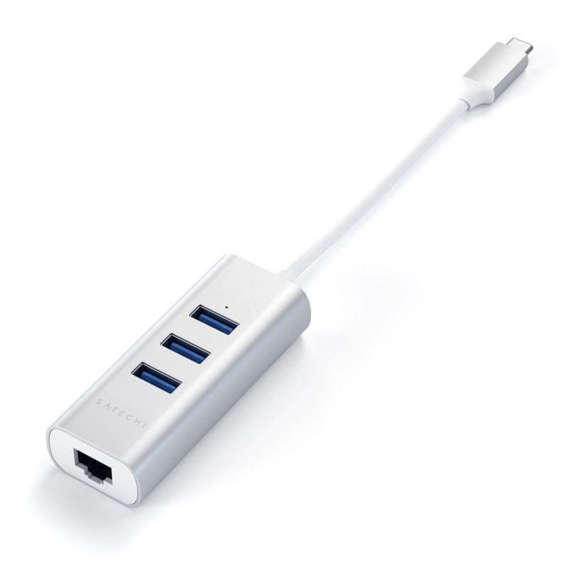 Satechi Type-C 2-in-1 3 Port USB 3.0 Hub & Ethernet - Silver