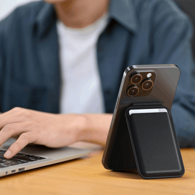 Satechi Vegan Leather Magnetic Wallet for iPhone - Black