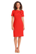 Vestido London Times Mangas Cortas Liso Con Lazo Para Damas by London Times