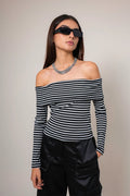 TOP HOMBROS DESCUBIERTOS RAYAS B-M 8572.