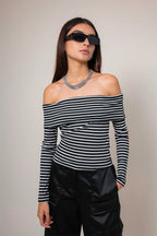 TOP HOMBROS DESCUBIERTOS RAYAS B-M 8572.