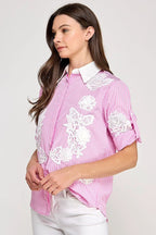 Blusa Pastel Desing Mangas Largas Estampada Encaje Para Damas by Pastel Desing