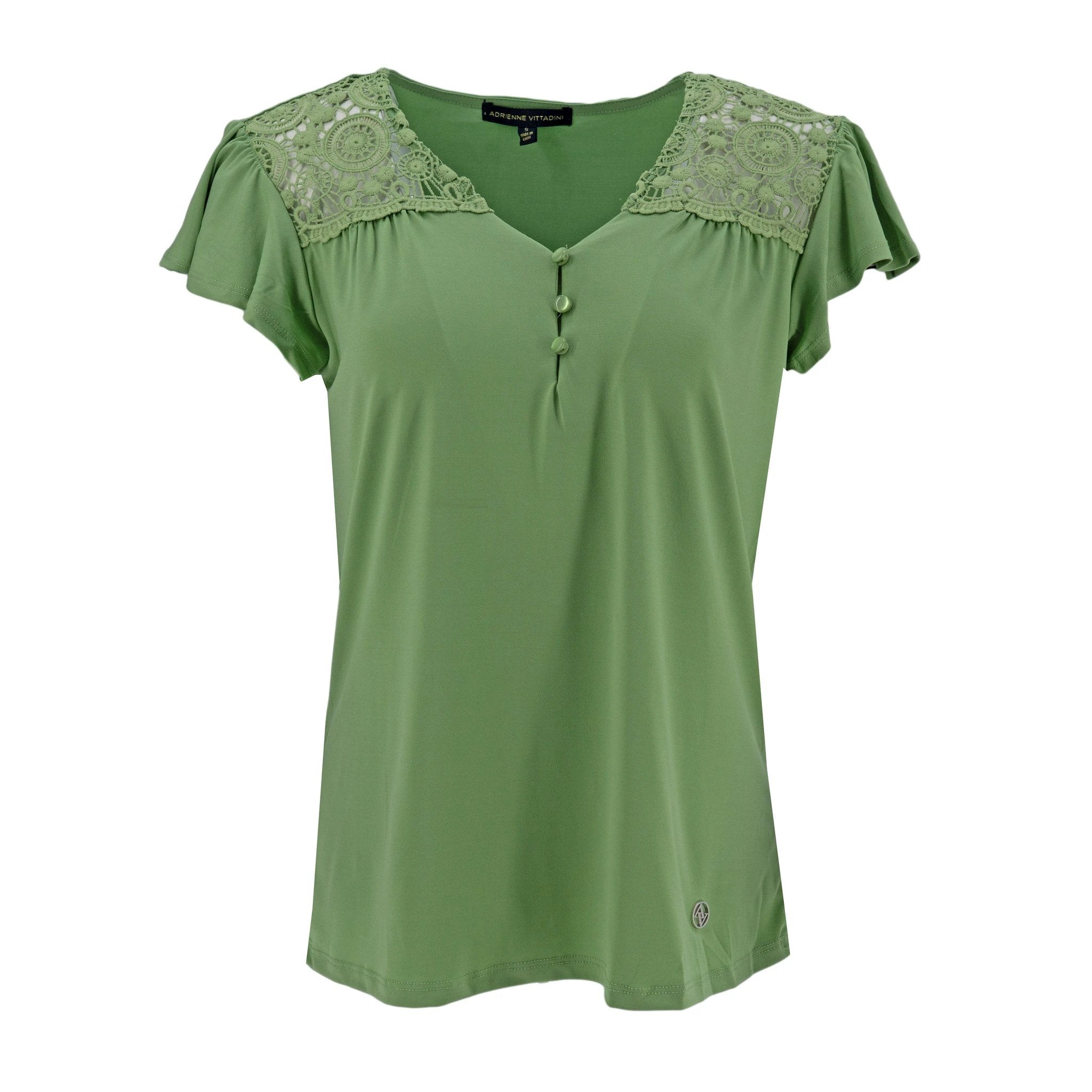 Blusa Adrienne Vittaddi Mangas Cortas Lisa Encaje Para Damas by Adrienne Vittadini
