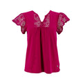 Blusa Adrienne Vittadini Mangas Cortas Encaje Lisa para Damas