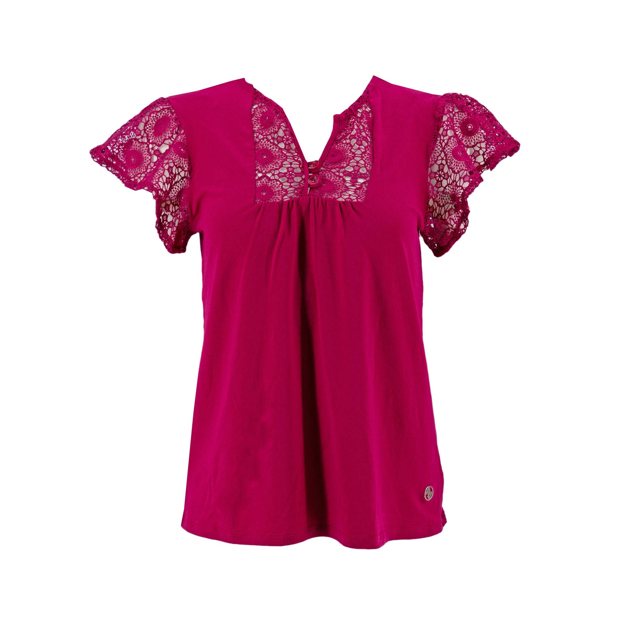 Blusa Adrienne Vittadini Mangas Cortas Encaje Lisa para Damas