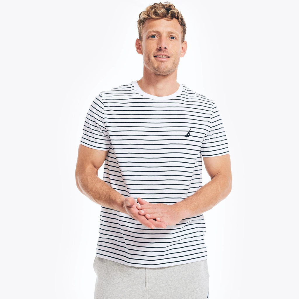 Camiseta Nautica Mangas Cortas Rayas P/ Caballeros VR0100-1BW by Nautica