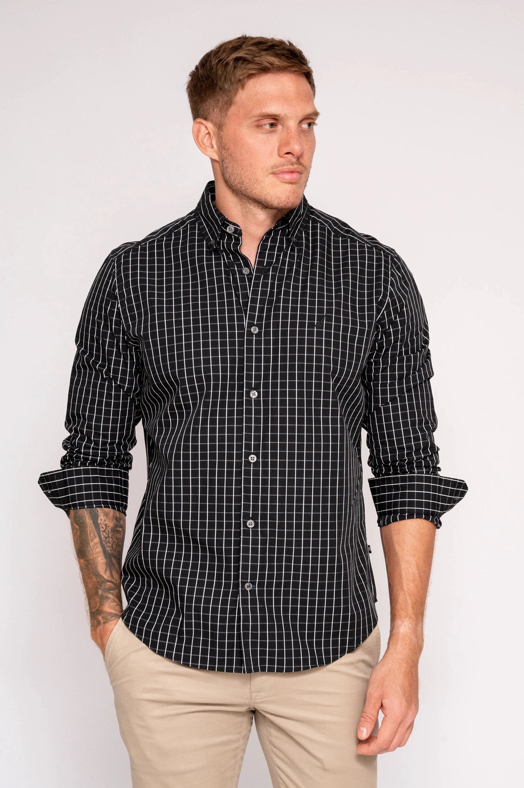 Camisa Nautica Mangas Largas Cuadros Para Caballeros by Nautica