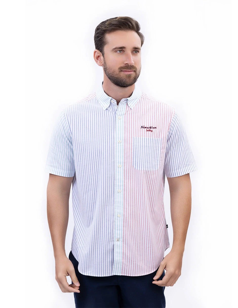 Camisa Nautica Mangas Cortas Rayas Para Caballeros by Nautica