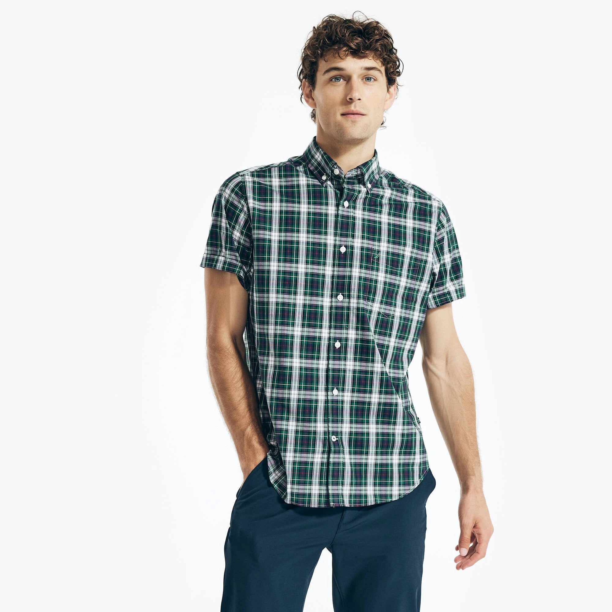 Camisa Nautica Mangas Cortas Cuadros Para Caballeros by Nautica