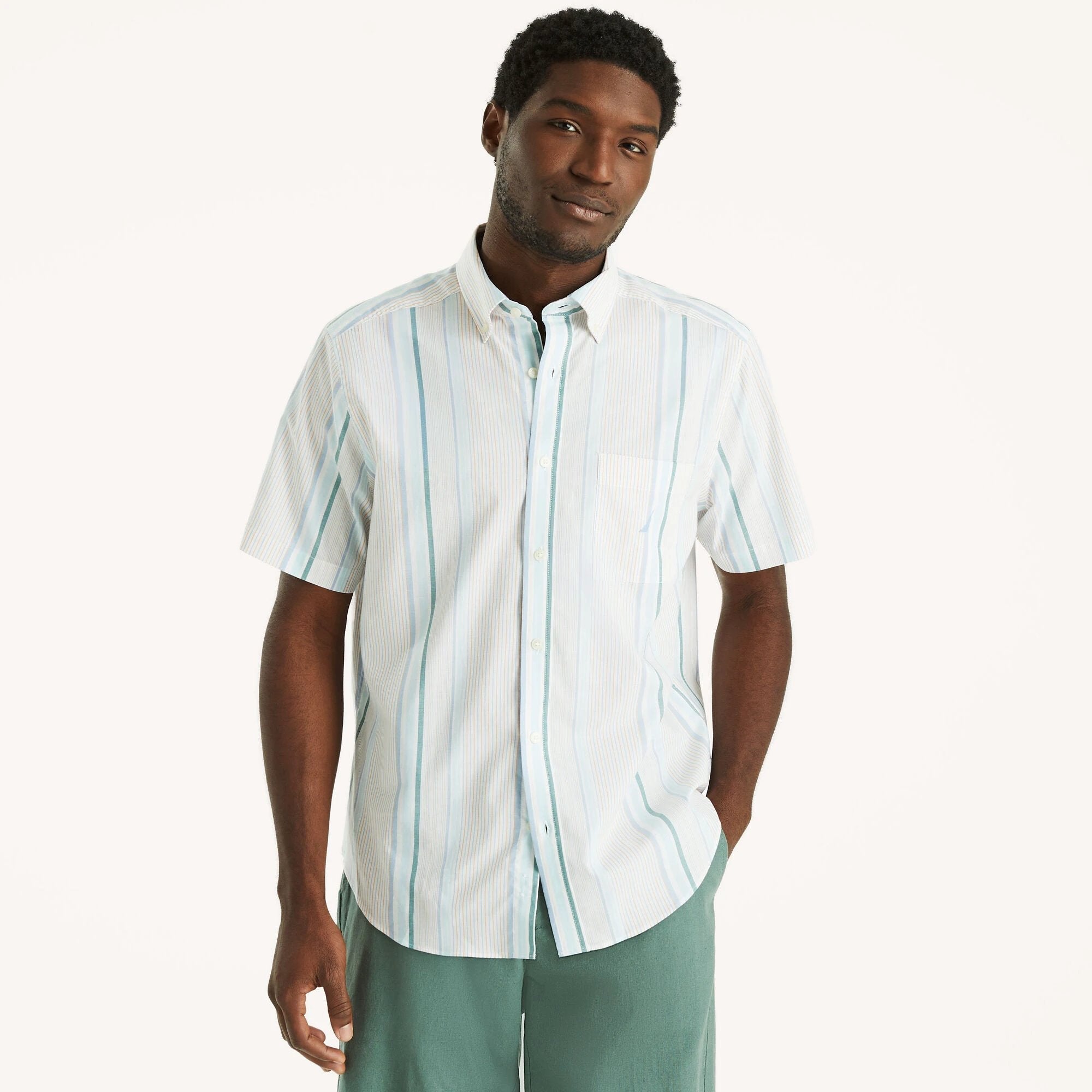 Camisa Nautica Mangas Cortas Rayas Para Caballeros by Nautica