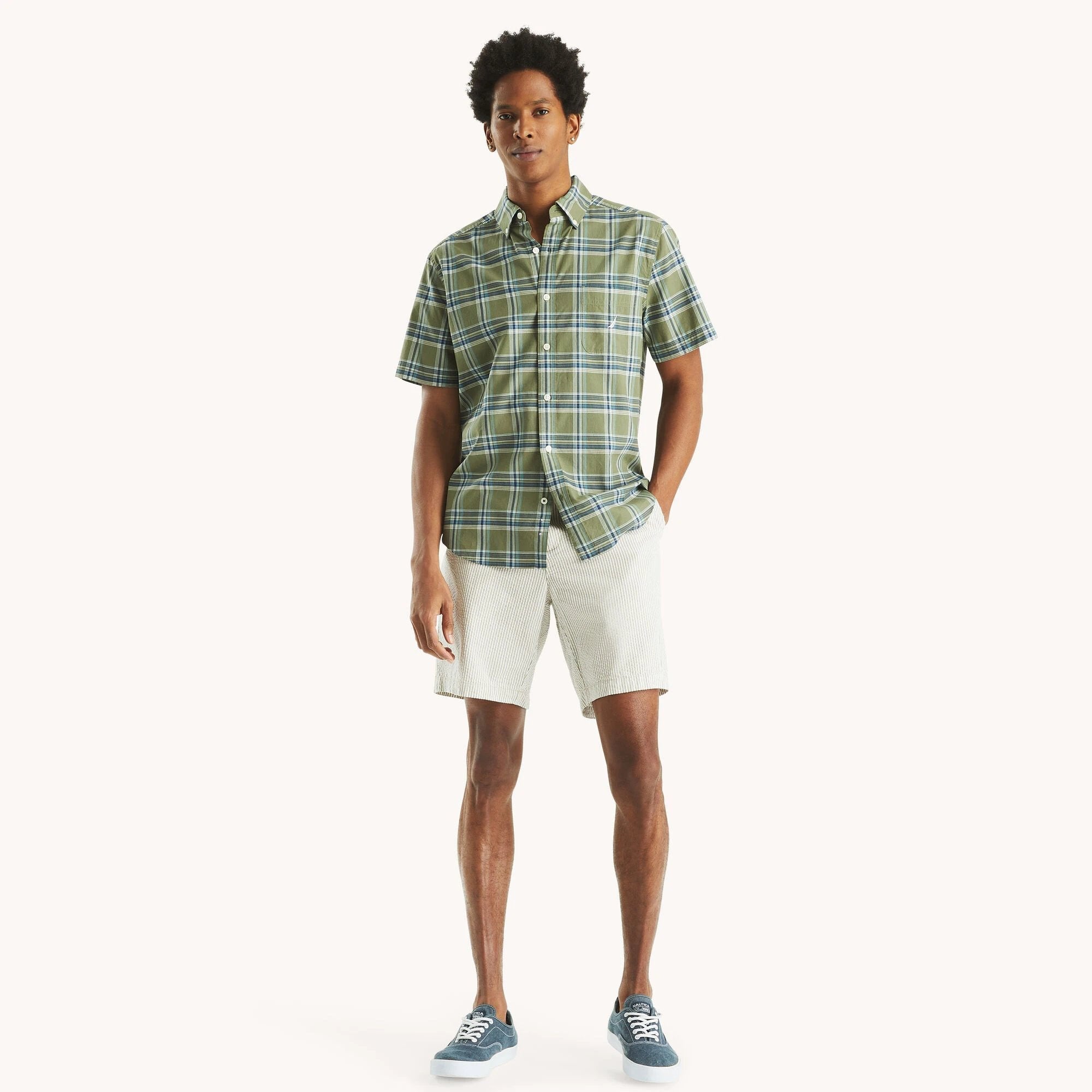 Camisa Nautica Mangas Cortas Cuadros Para Caballeros by Nautica