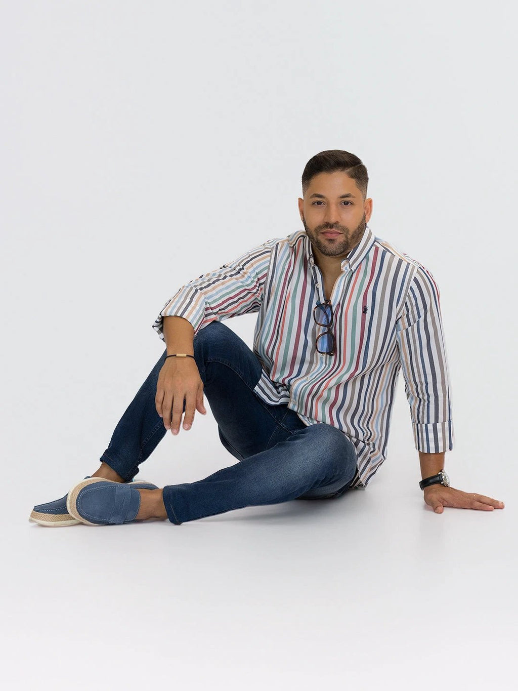 Camisa 1492 Mangas Largas Rayas Para Caballeros by 1492