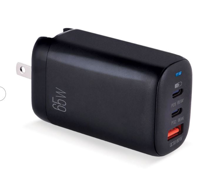 ADAPTADOR ARGOM DUAL FAST CHARGER TYPECUSB PARA PARED 65W