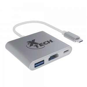 ADAPTADOR XTECH MULTIPUERTOS USBC 3EN1 SILVER