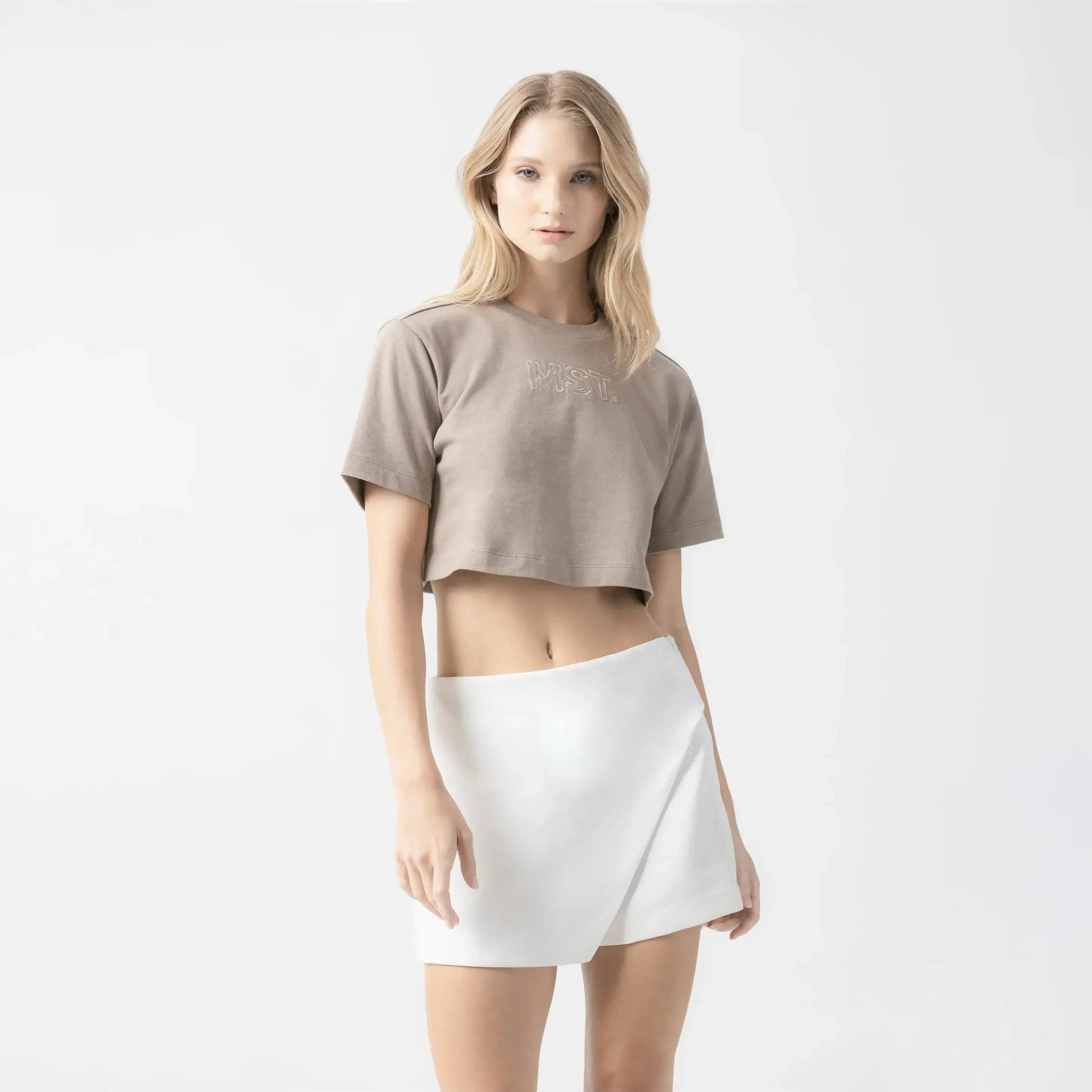 AMAL CROP TOP WOMEN TAUPE GRAY - Monastery | Tienda Oficial Colombia