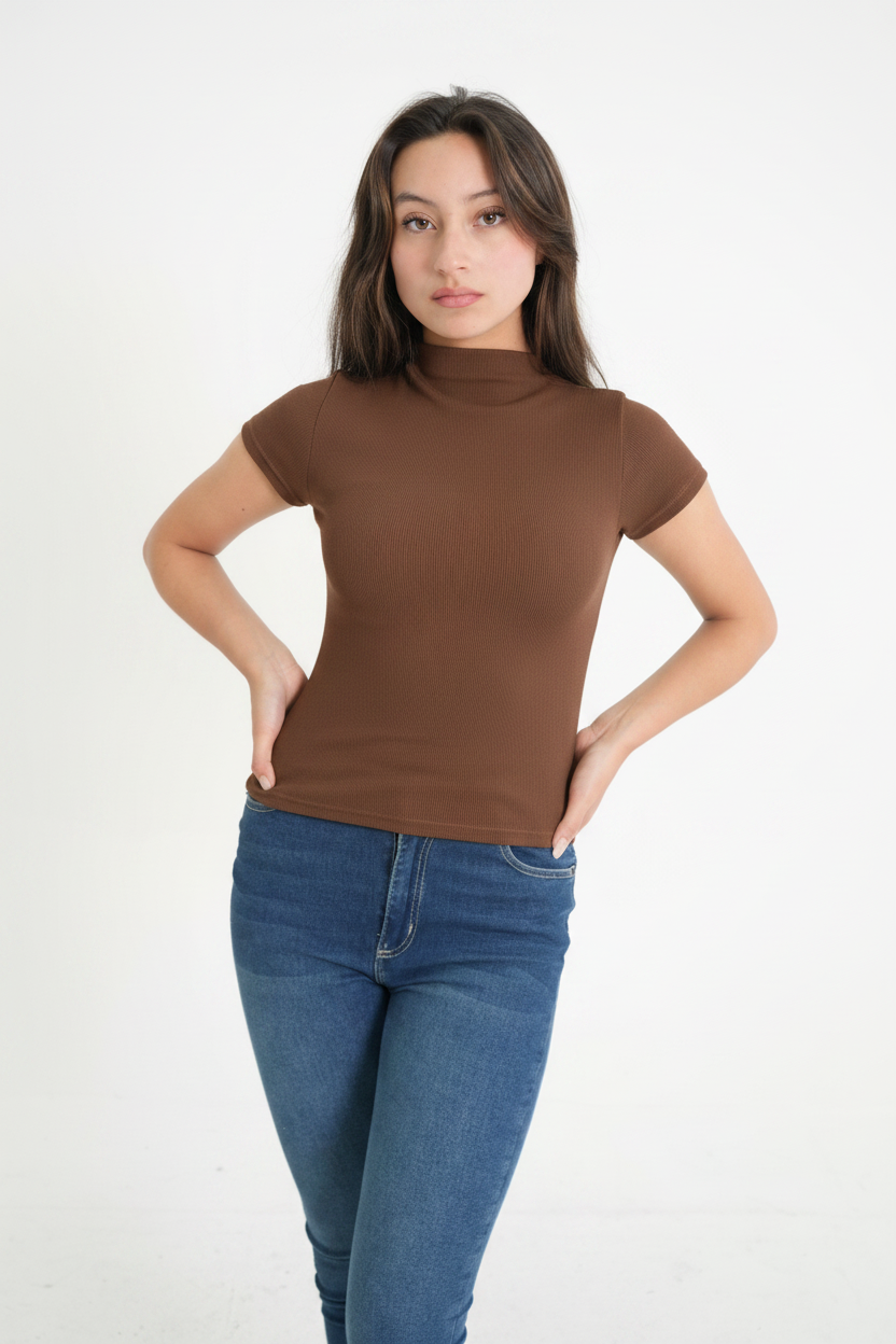 BH TOP CUELLO ALTO RIB 6585