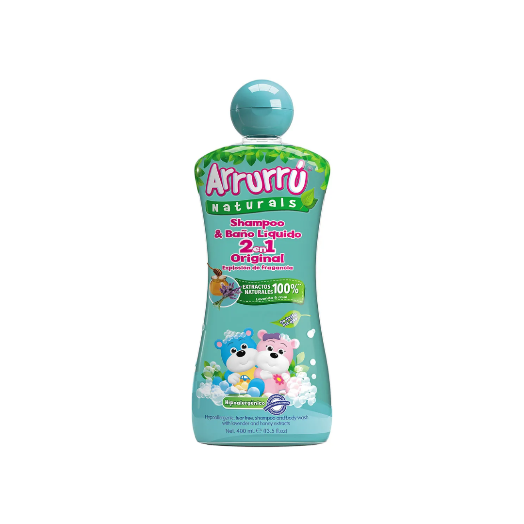 Arrurru Naturals Shampoo & Baño Líquido 2 en 1 Original 400 ml