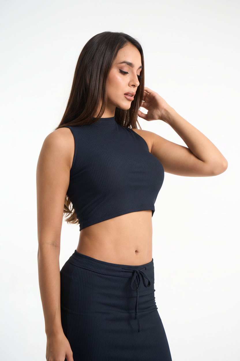 CROP TOP RIB CUELLO ALTO MARDINI