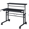 ESCRITORIO TECHNI MOBILI ROLLING WRITING DESK WHEIGHT ADJUSTABLE TABLETOPSHELF 12M BLACK