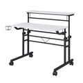 ESCRITORIO TECHNI MOBILI ROLLING WRITING DESK WHEIGHT ADJUSTABLE TABLETOPSHELF 12M WHITE