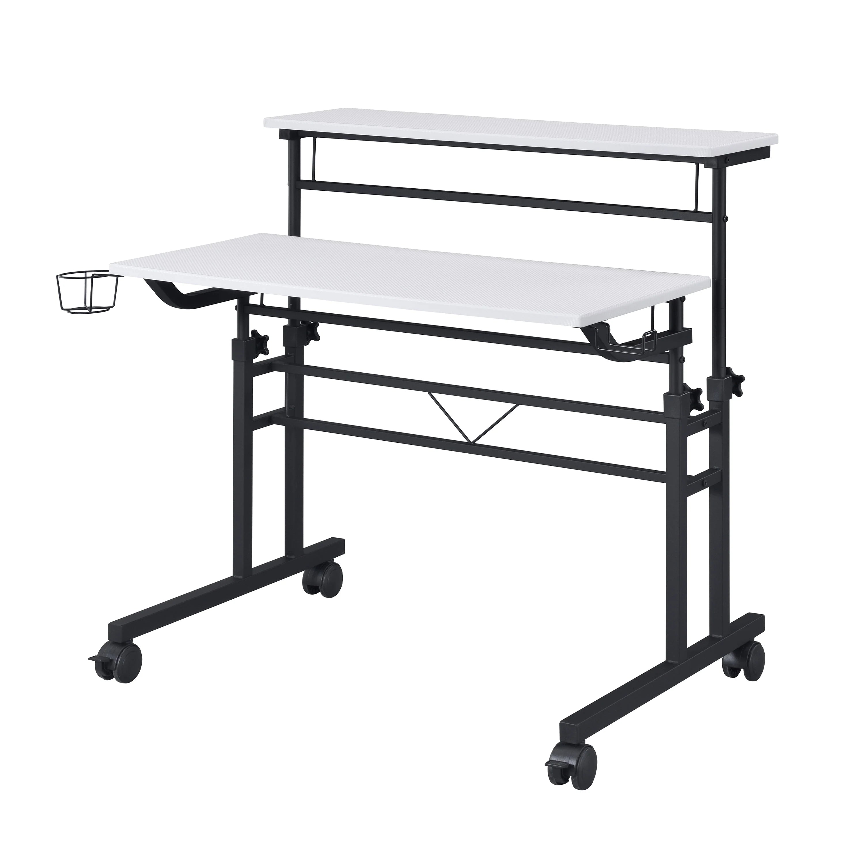 ESCRITORIO TECHNI MOBILI ROLLING WRITING DESK WHEIGHT ADJUSTABLE TABLETOPSHELF 12M WHITE