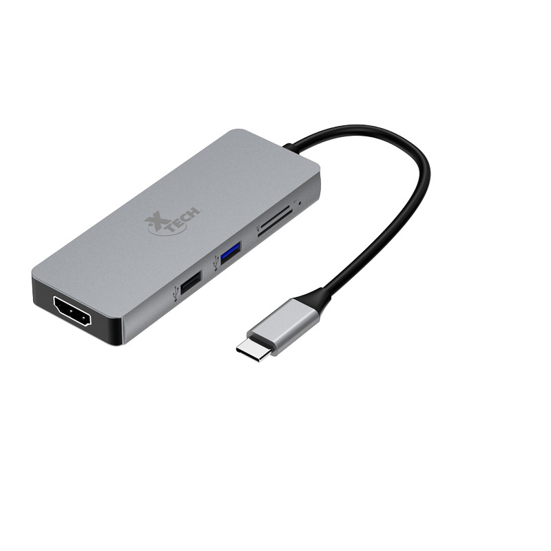 HUB XTECH MULTIPUERTO 5 IN 1 USBC TO HDMIUSB FEMALEUSB 30SDMICRO SD