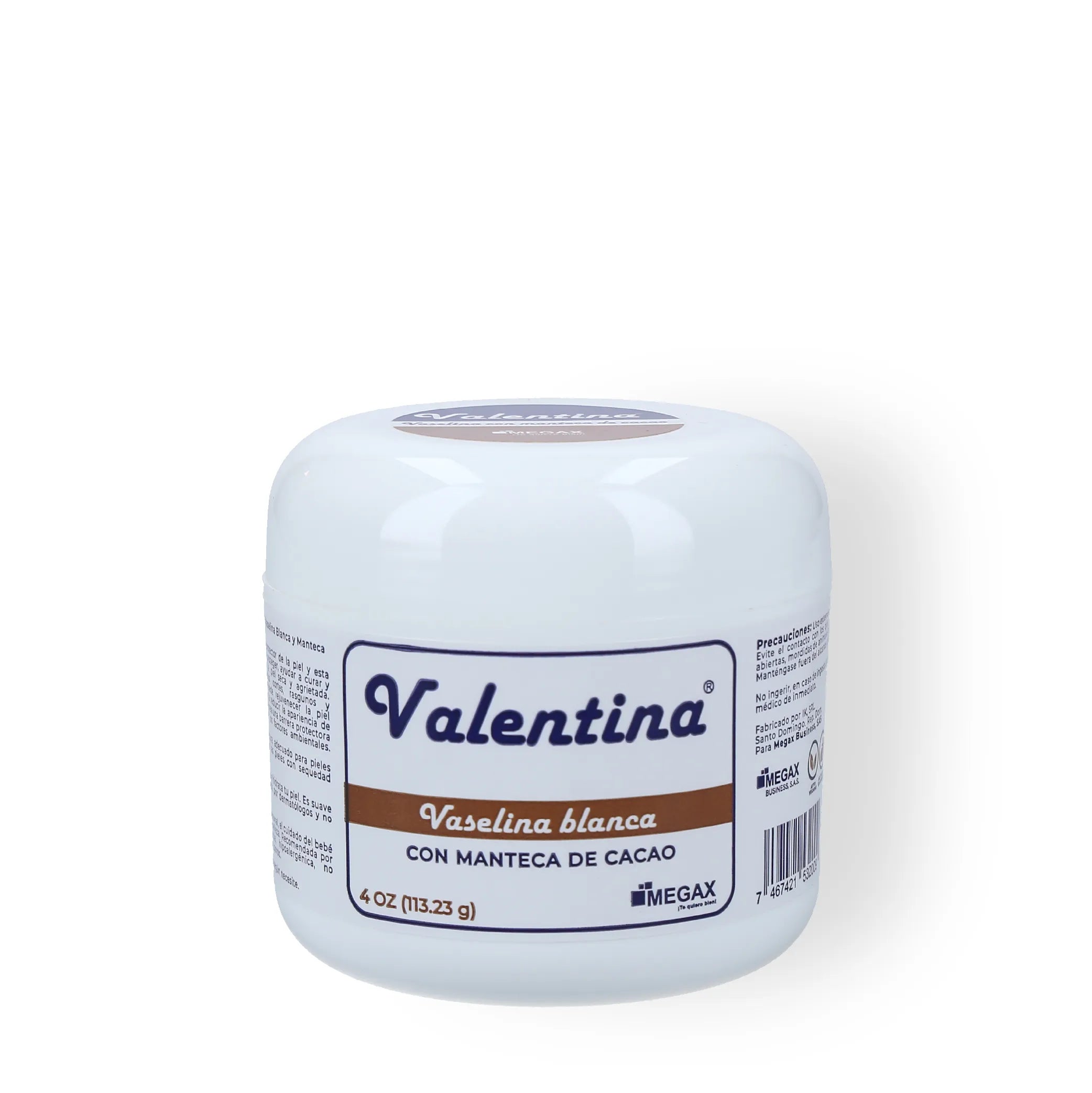 Valentina Vaselina Blanca con Manteca de Cacao4Oz