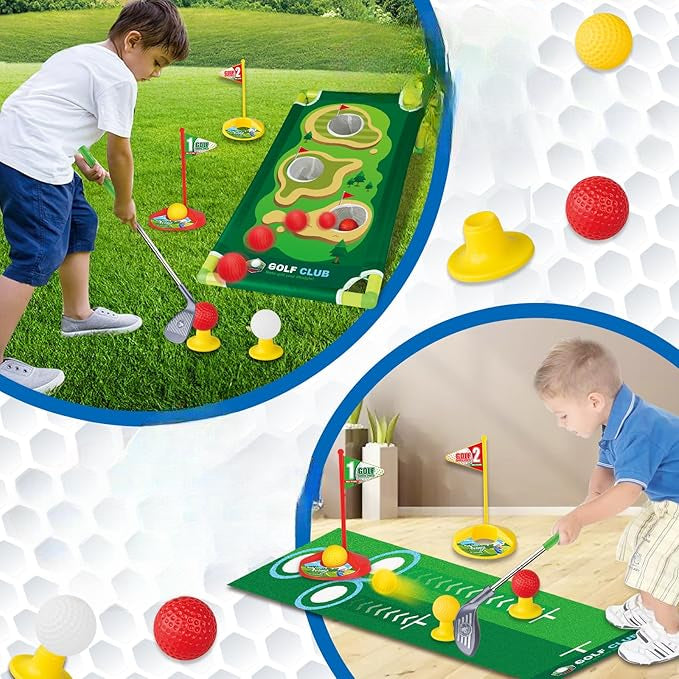 Kit De Golf Infantil Con Palos Ajustables y Hoyos De Práctica