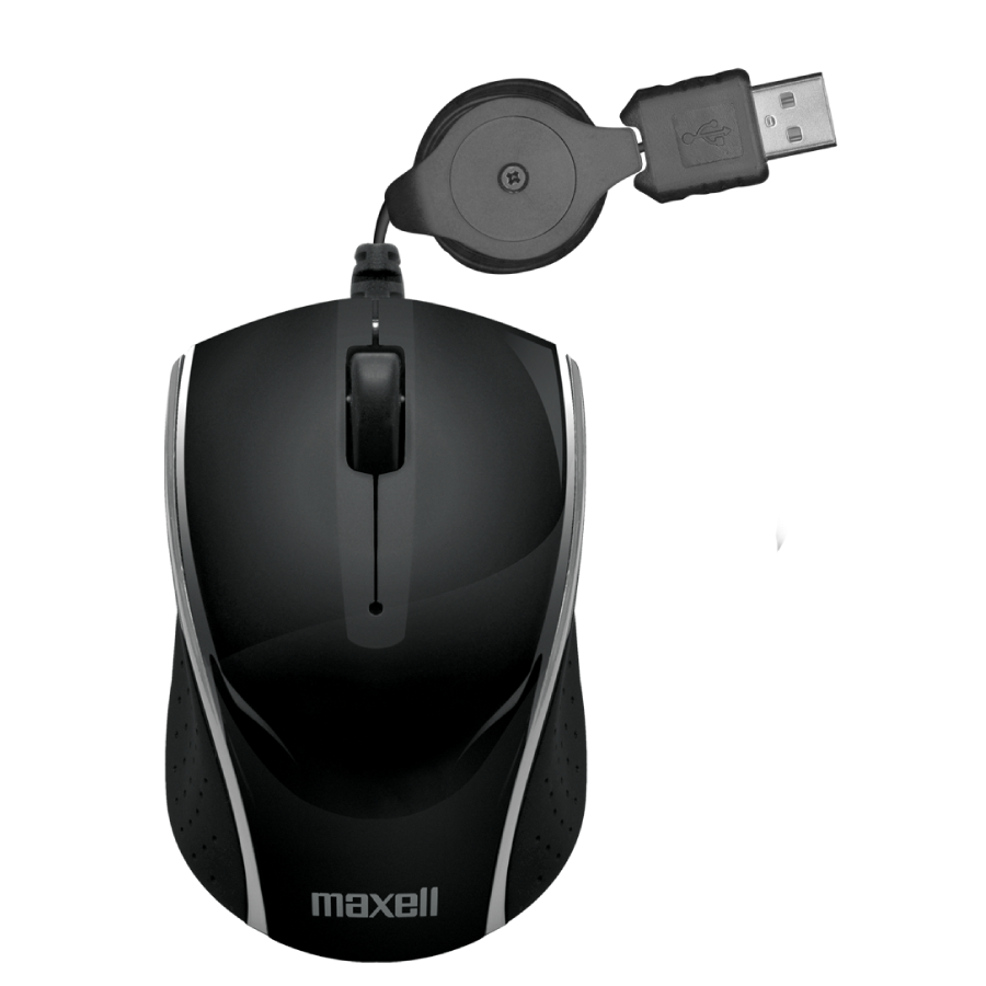 MOUSE MAXELL MOWR000 OPTICAL RETRACTABLE USB BLACK