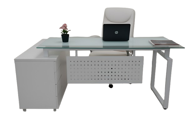 MUEBLE  STARKEN GLASS TOP GRAINED WHITE