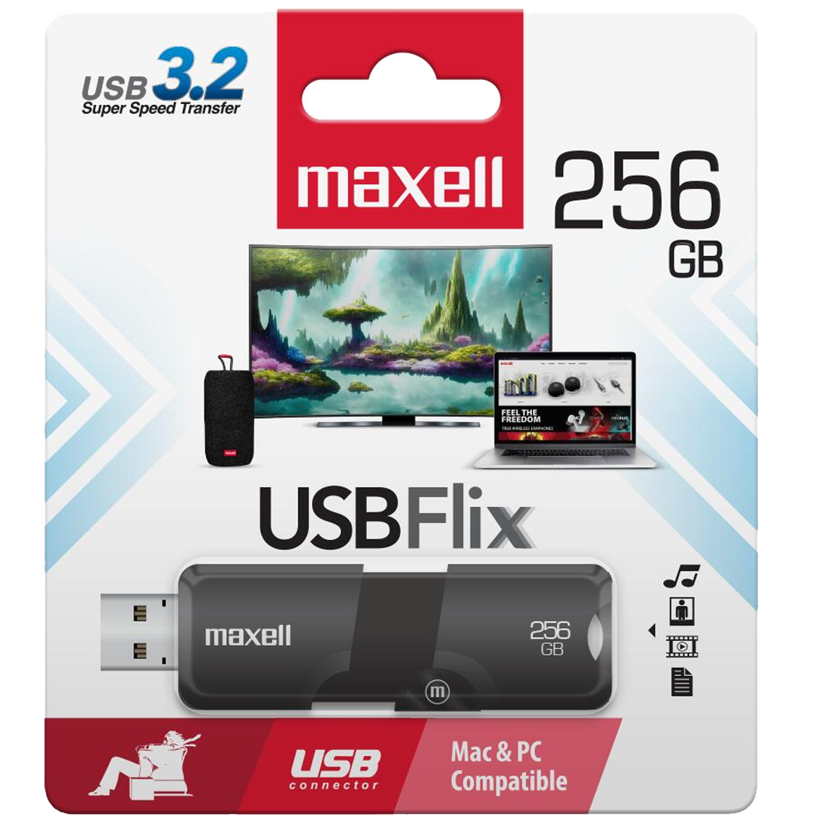 PEN DRIVE MAXELL FLIX 256GB USB 32 BLACK