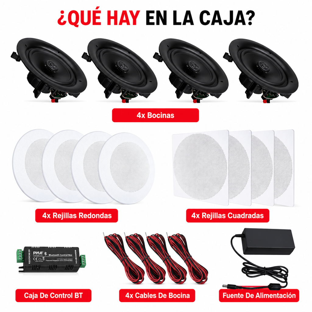 Bocinas De Techo 8″ Pyle Bluetooth (4pcs) [Alexa] 250 Watt (PDICBT286)
