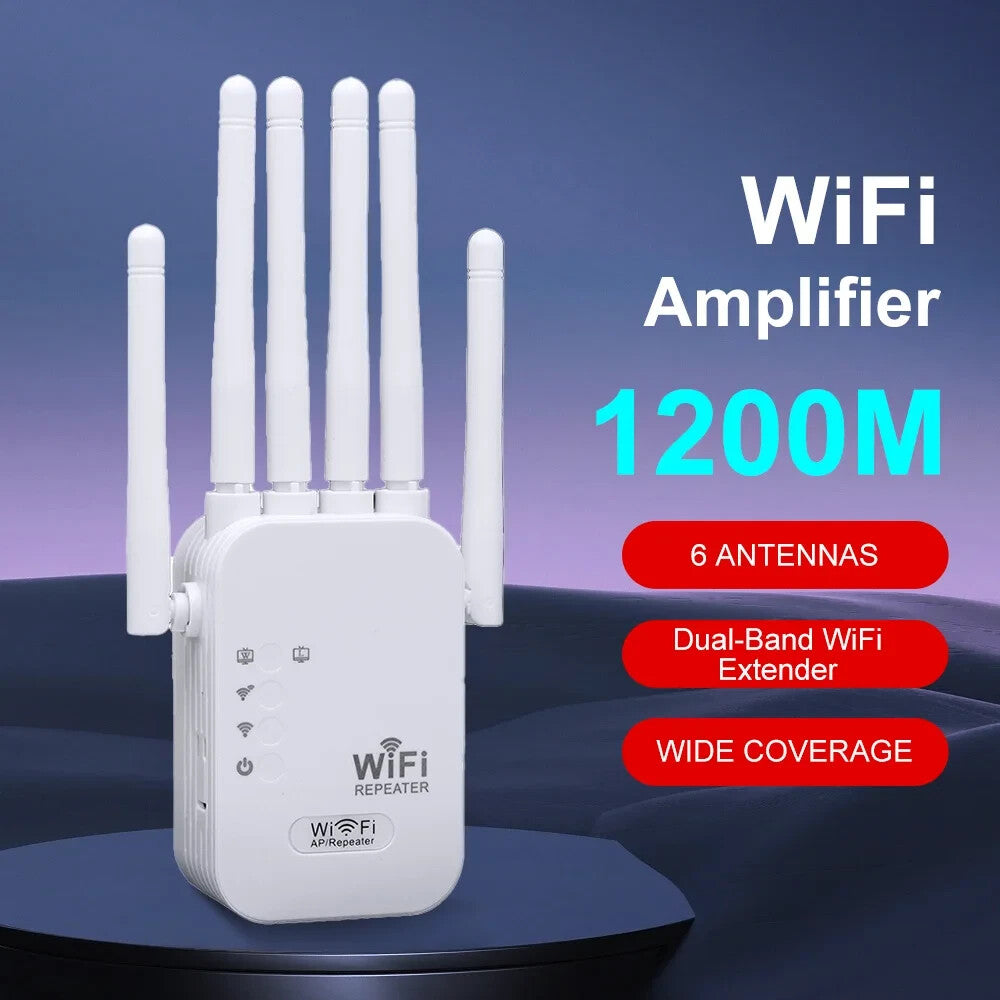 Repetidor De WIFI Inalámbrico De 6 Antenas 2.4G / 5G 1200Mbps
