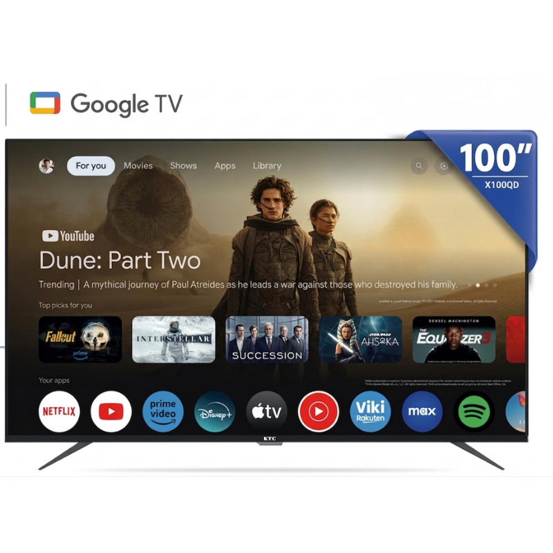 TELEVISOR KTC 100 SMART 4K UHDQLEDHDMIUSBAND11GOOGLE TV