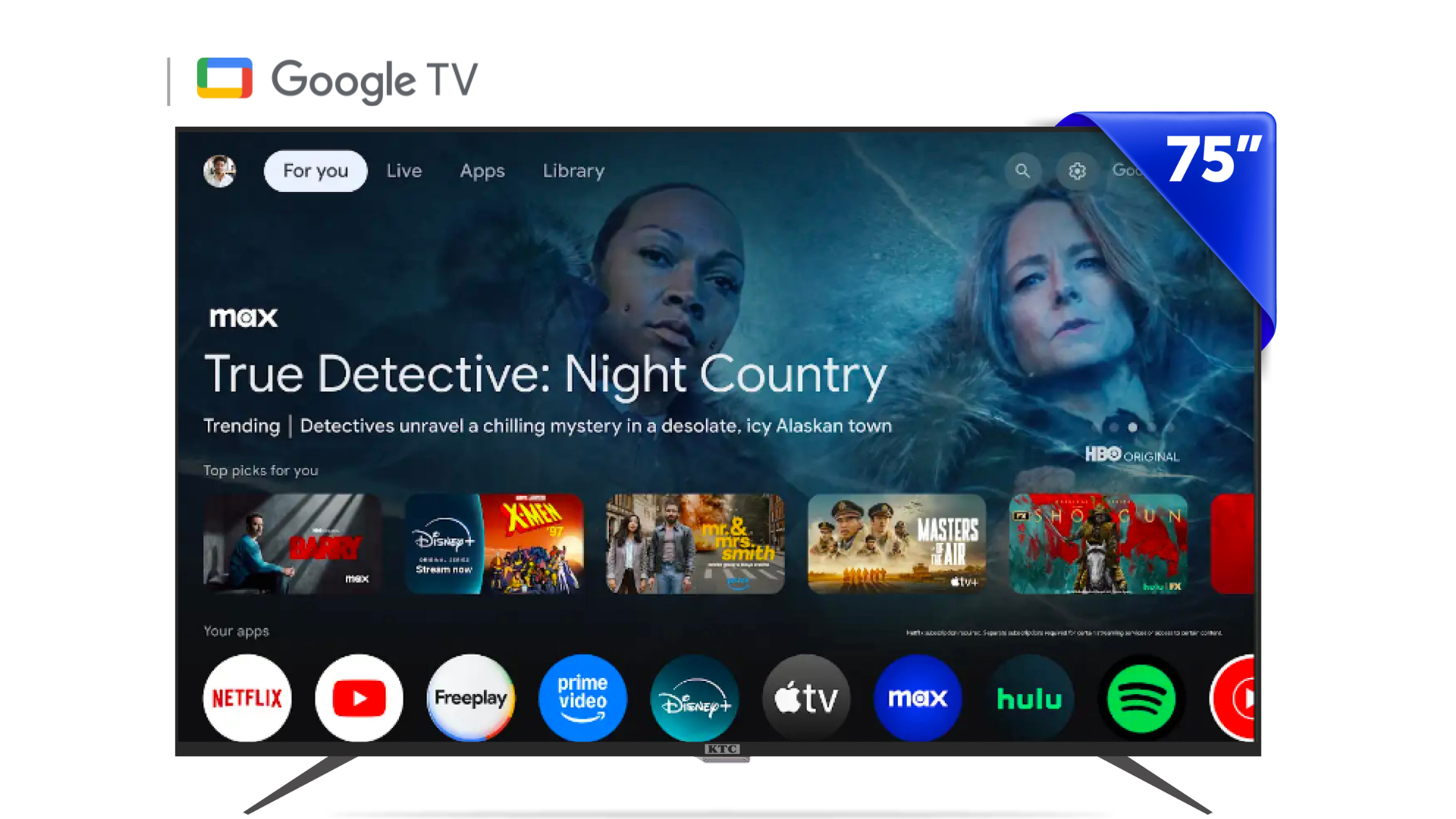 TELEVISOR KTC 75 SMART 4K UHDQLEDHDMIx3USBx2AND11GOOGLE TV