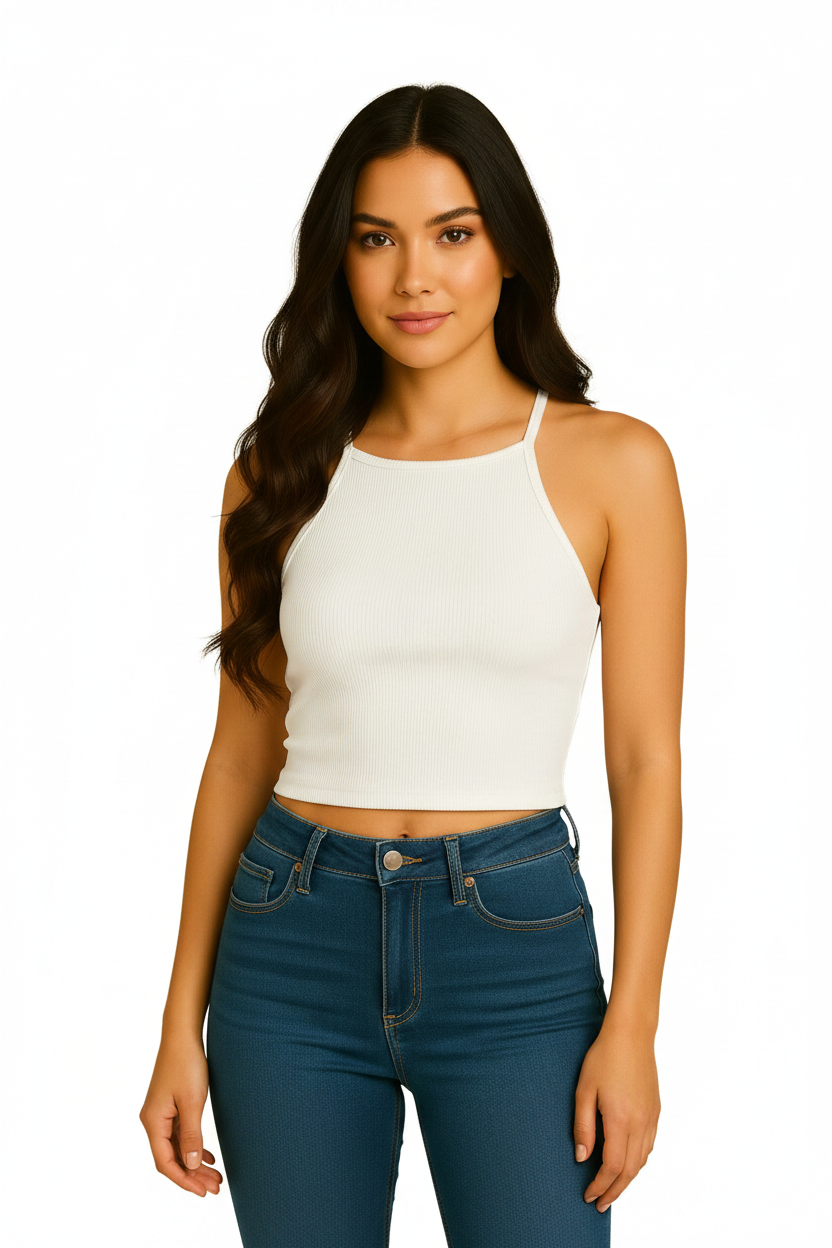 TOP HALTER RIB 6819